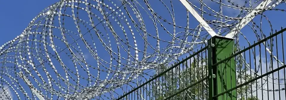 Забор с усилением инженерными элементами защиты периметра